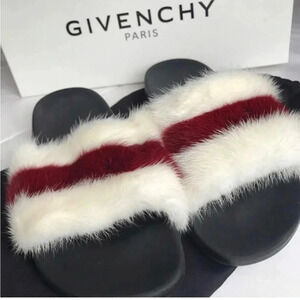 Givenchy mink fur slides size 6